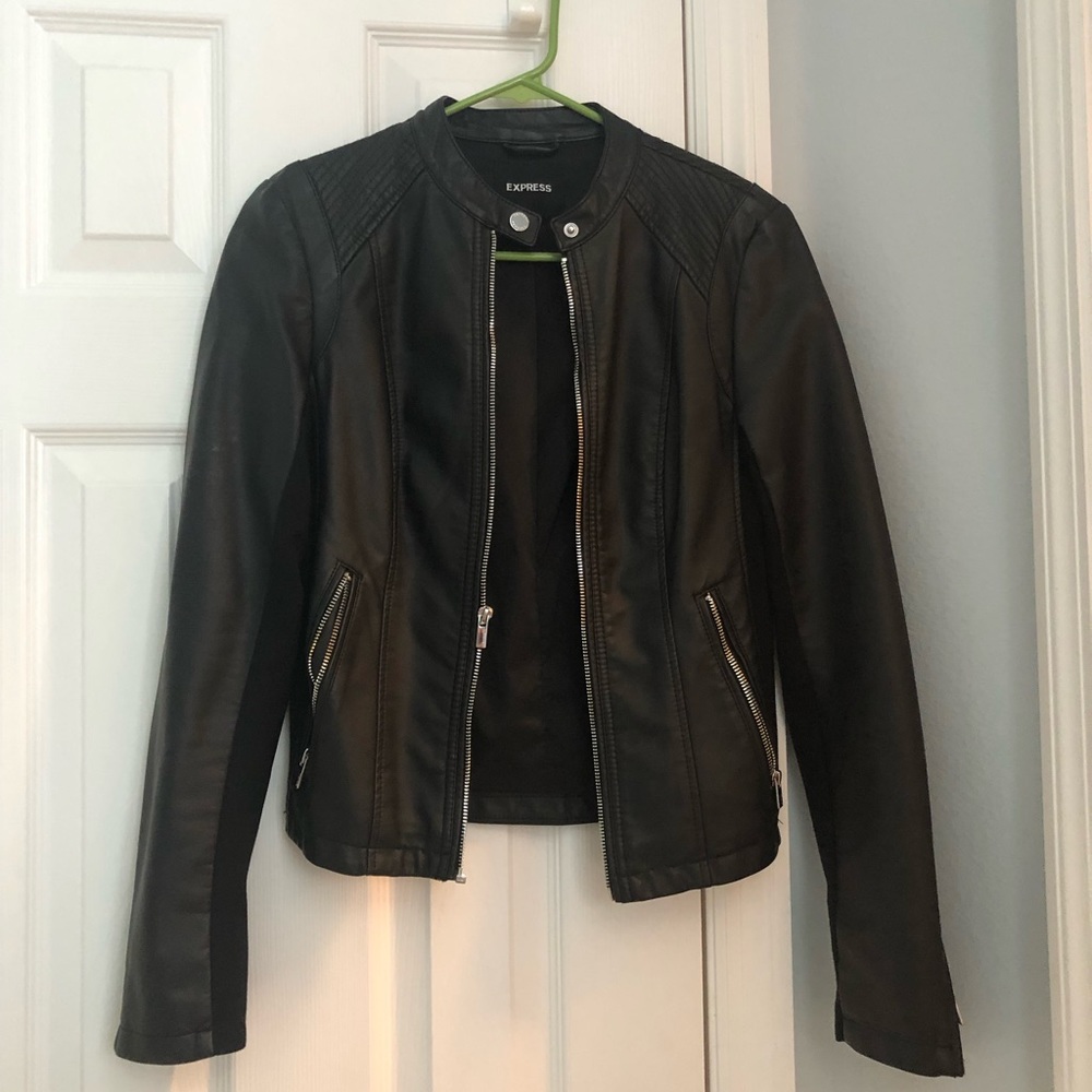 Express Faux Leather Jacket Black XS